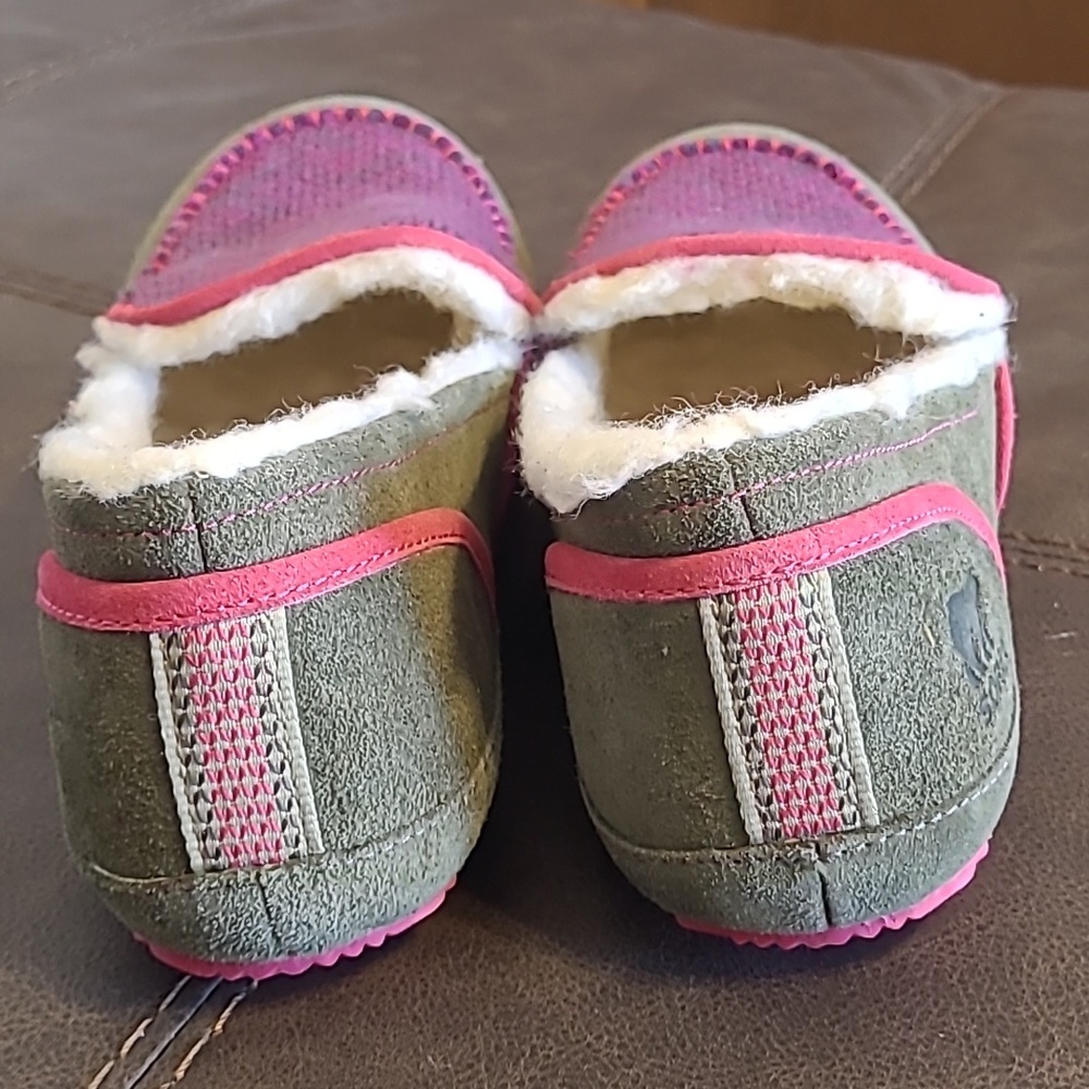 Sorel Tremblant II Pink Green Suede Furry Moccasins Slippers Wmn 10 Comfy Casual - Picture 6 of 9